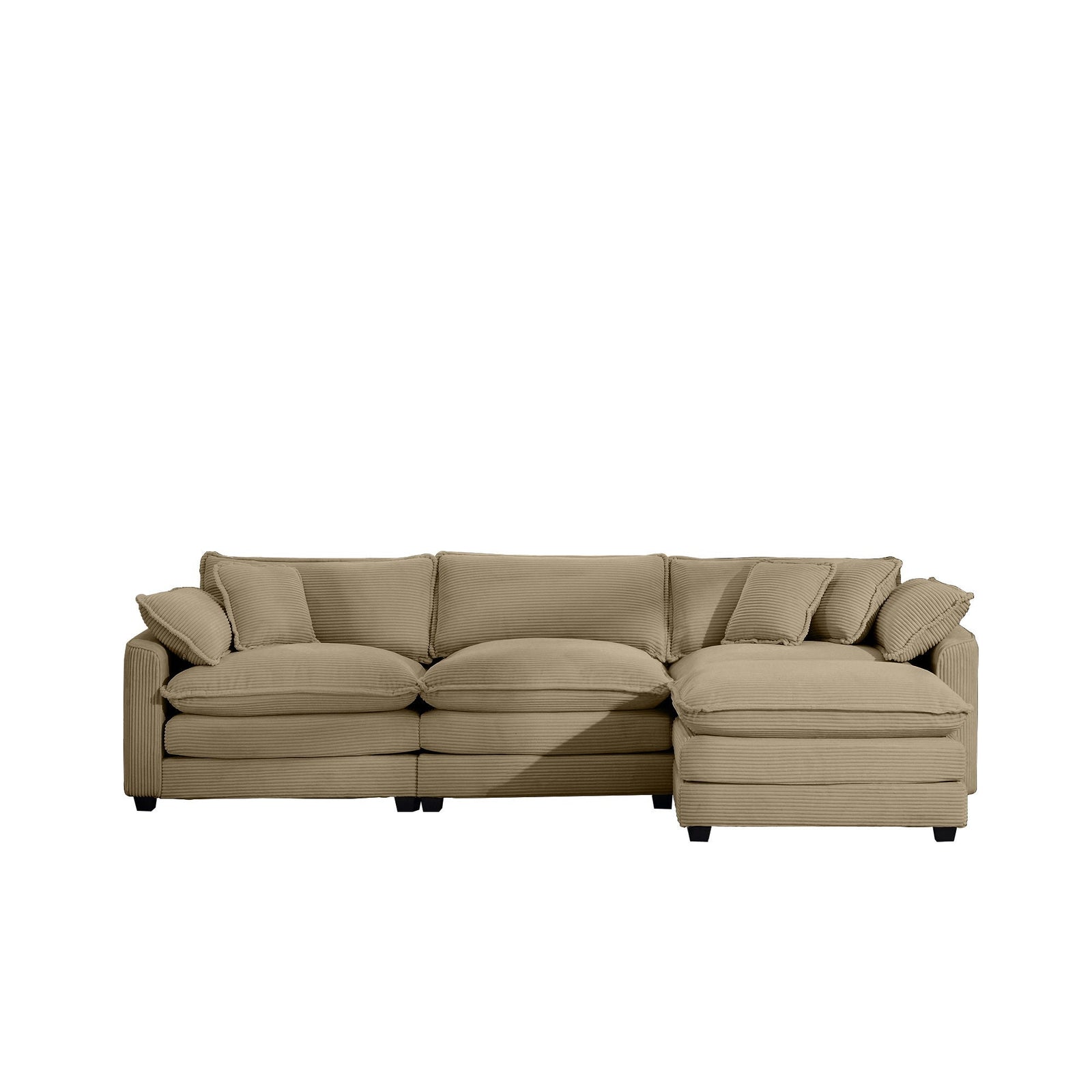 Modern Oversized Modular Cushion Sofa With Ottoman, Low Back, Deep Seating Sofa Set
