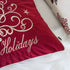 Red Velvet Holiday Pillow with Gold Embroidery - Red