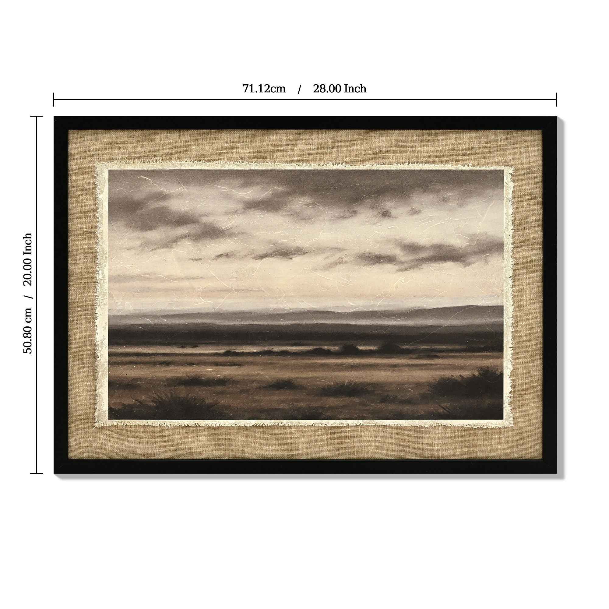 Vintage Landscape Large Framed Wall Art, Nature Wilderness Scenery Paintings Decor Aesthetic - Ember Black / Linen Sesame