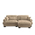 Modern Sectional Sofa With Ottoman, Round Bolster Armrests, Waist And Throw Pillows