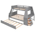 Bunk Bed With Trundle And Built In Desk, 3 Storage Drawers And Shelf