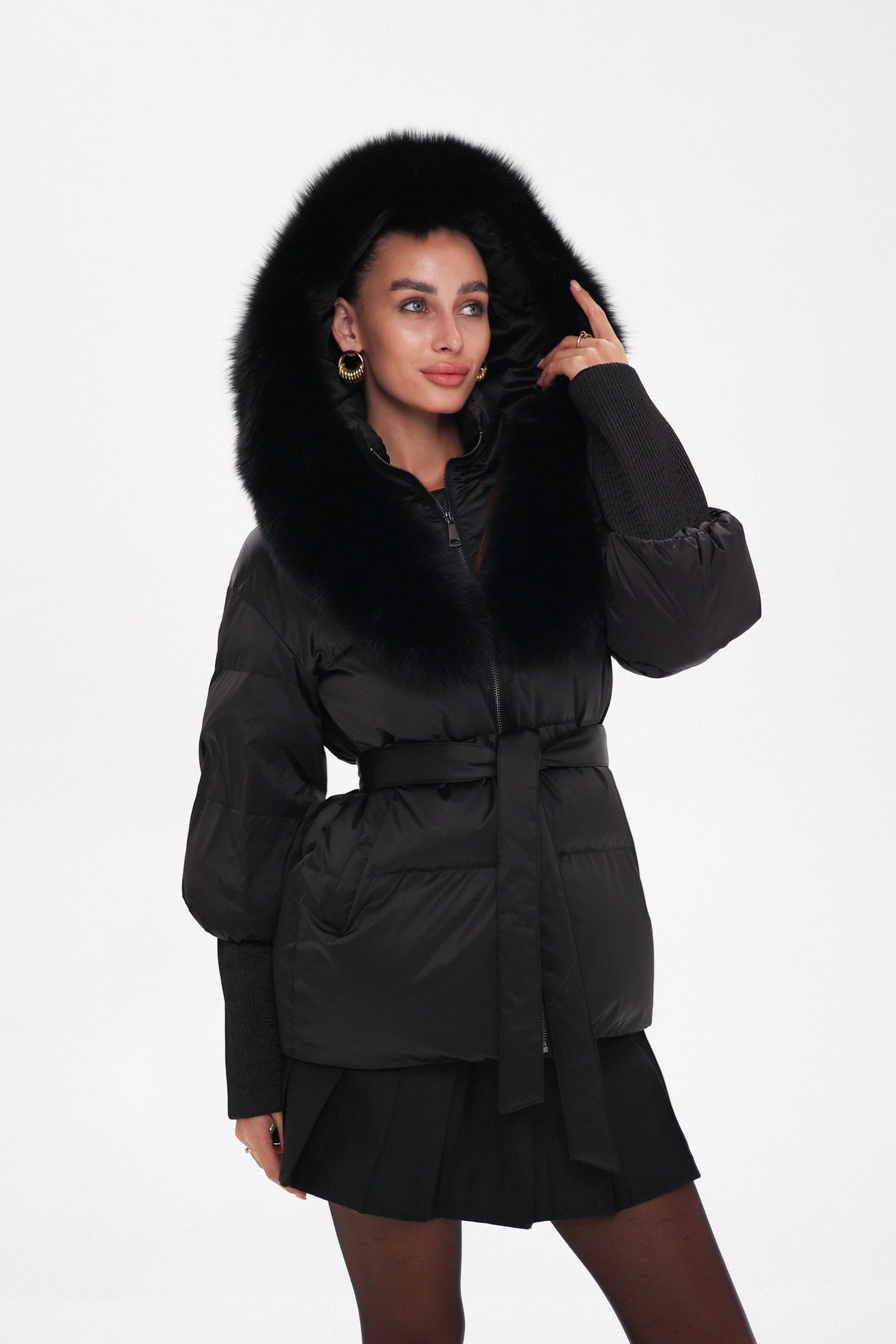 Pre-Order. Re-Stock Ships November 1. Amanda Genuine Fur Trim Down Fill Coat