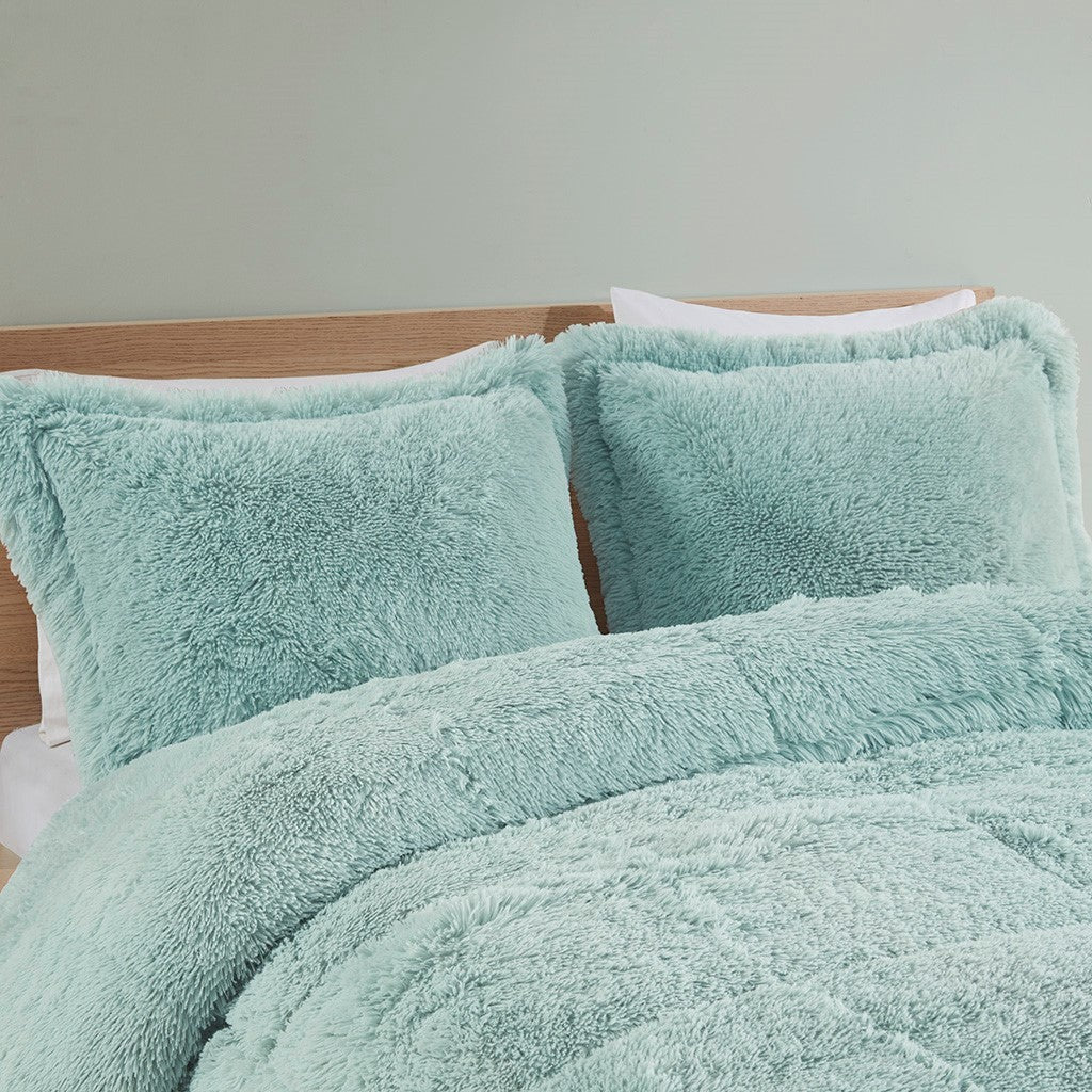 King/Cal King Shaggy Long Fur Comforter Mini Set