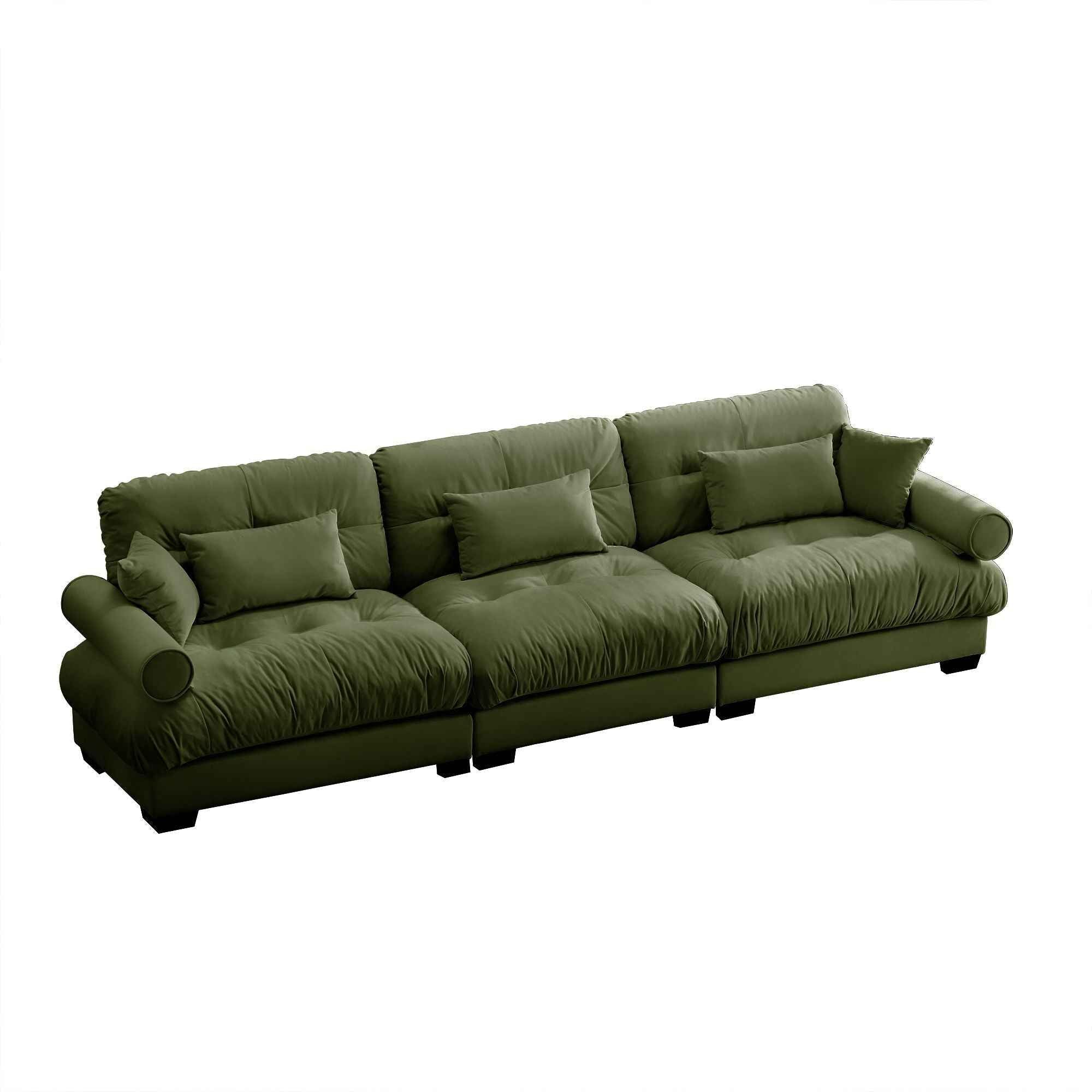Modern Sofa With Bolstered Armrests And Pillows