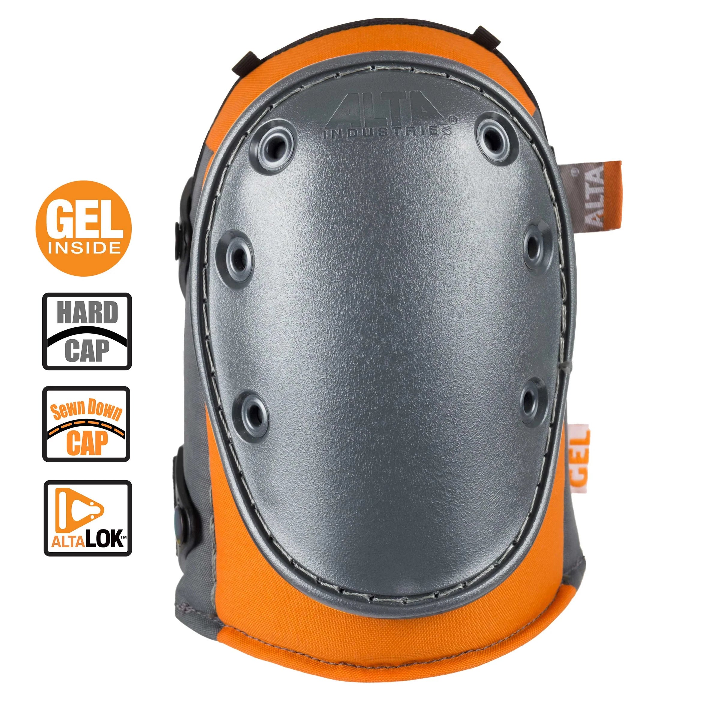 AltaGUARD Hard cap-AltaLOK Orange & Gray Knee Pads