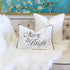 Christmas Throw Pillow with Silver Embroidery – White & Silver