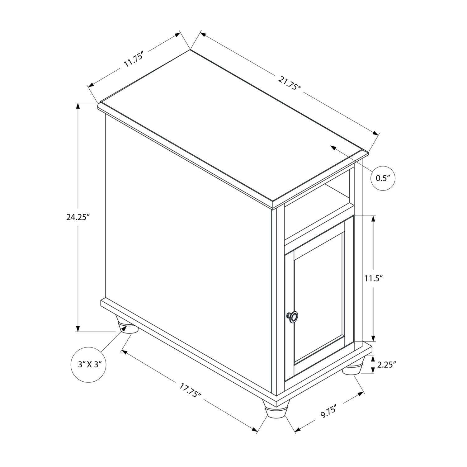 Accent End Table, Storage, Traditional - White