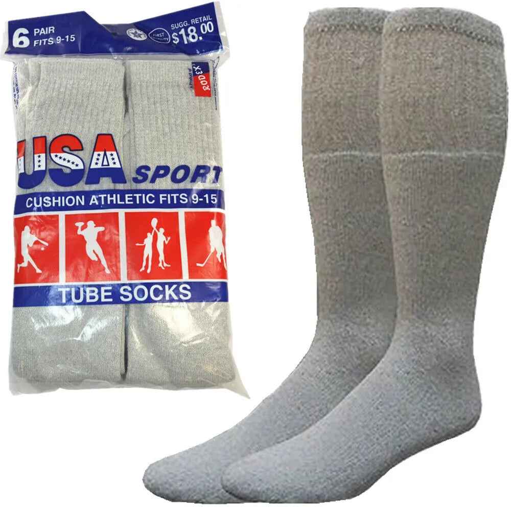 Men Athletic Socks Cotton Sports Solid Tube Socks sox Sizes 9-15