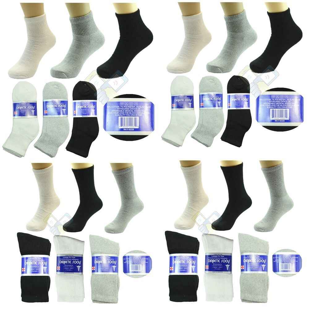 3,6 or 12 Pairs Diabetic Crew Circulatory Socks Health Women Cotton 9 10-15