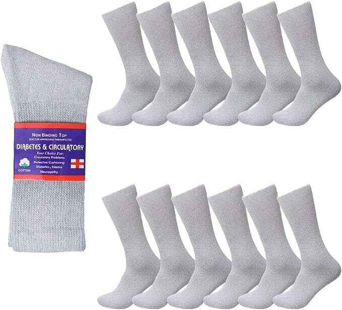 Diabetic Socks, Non-Binding Circulatory Cushion Cotton Crew Socks for Men Women
