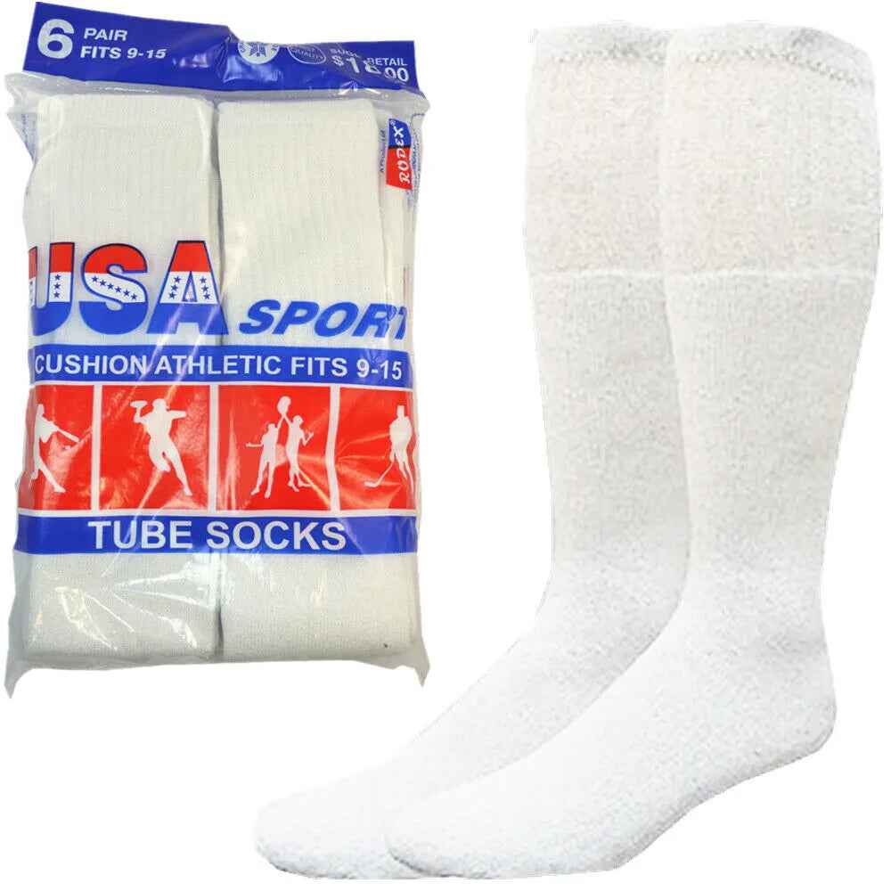 Men Athletic Socks Cotton Sports Solid Tube Socks sox Sizes 9-15