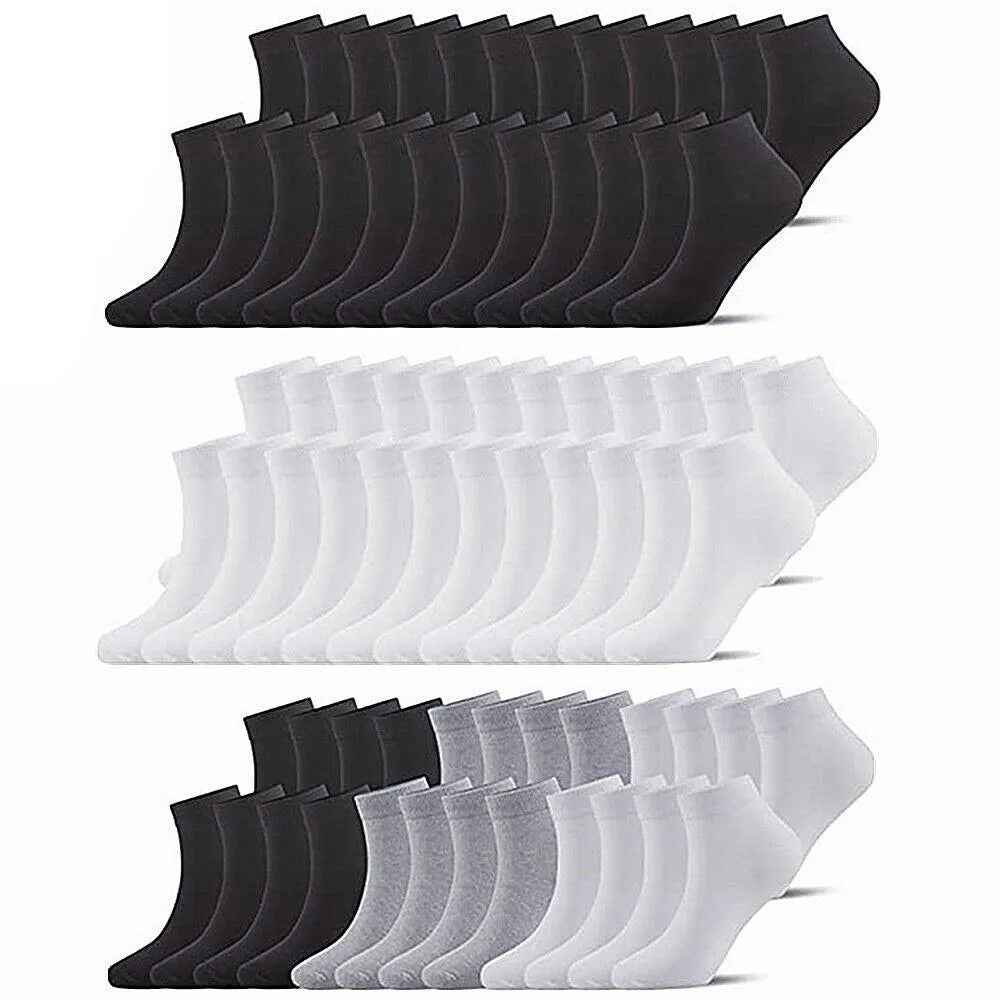 Ankle Socks Unisex Classic Premium Cotton Mens Womens Solid Low Cut Size 9-13