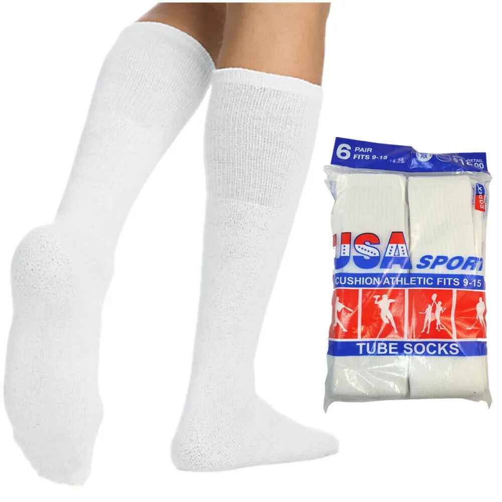 Men Athletic Socks Cotton Sports Solid Tube Socks sox Sizes 9-15