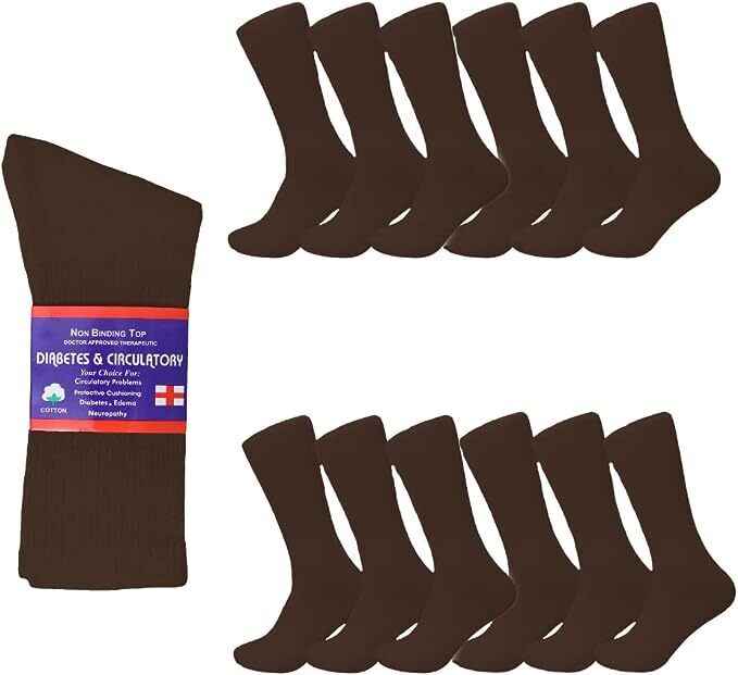 Diabetic Socks, Non-Binding Circulatory Cushion Cotton Crew Socks for Men Women