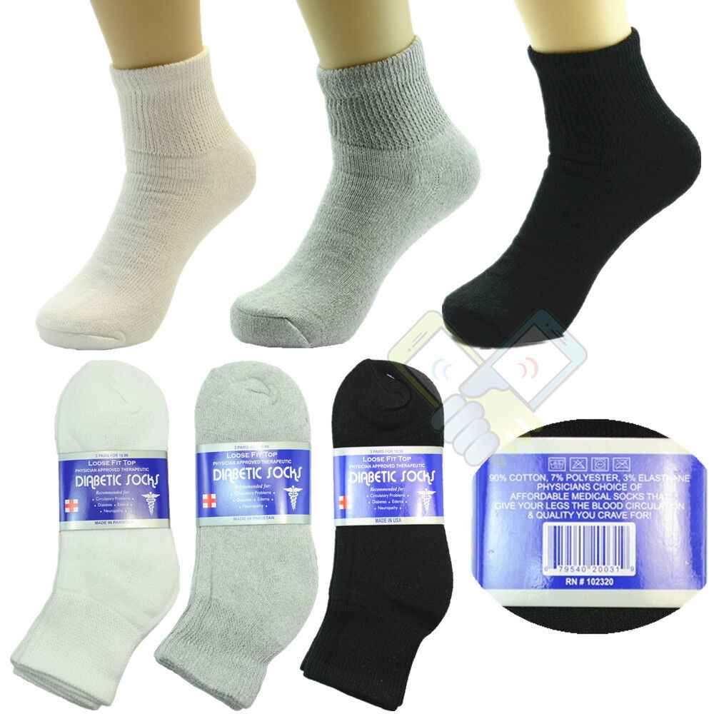 3,6 or 12 Pairs Diabetic Crew Circulatory Socks Health Women Cotton 9 10-15