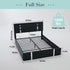 Upholstered Platform Bed Frame With Adjustable LED Headboard, USB C-Charging, Hydraulic Lift