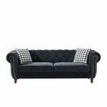 Chesterfield Upholstery Fabric Sofa With Roll Armrest & Nailhead