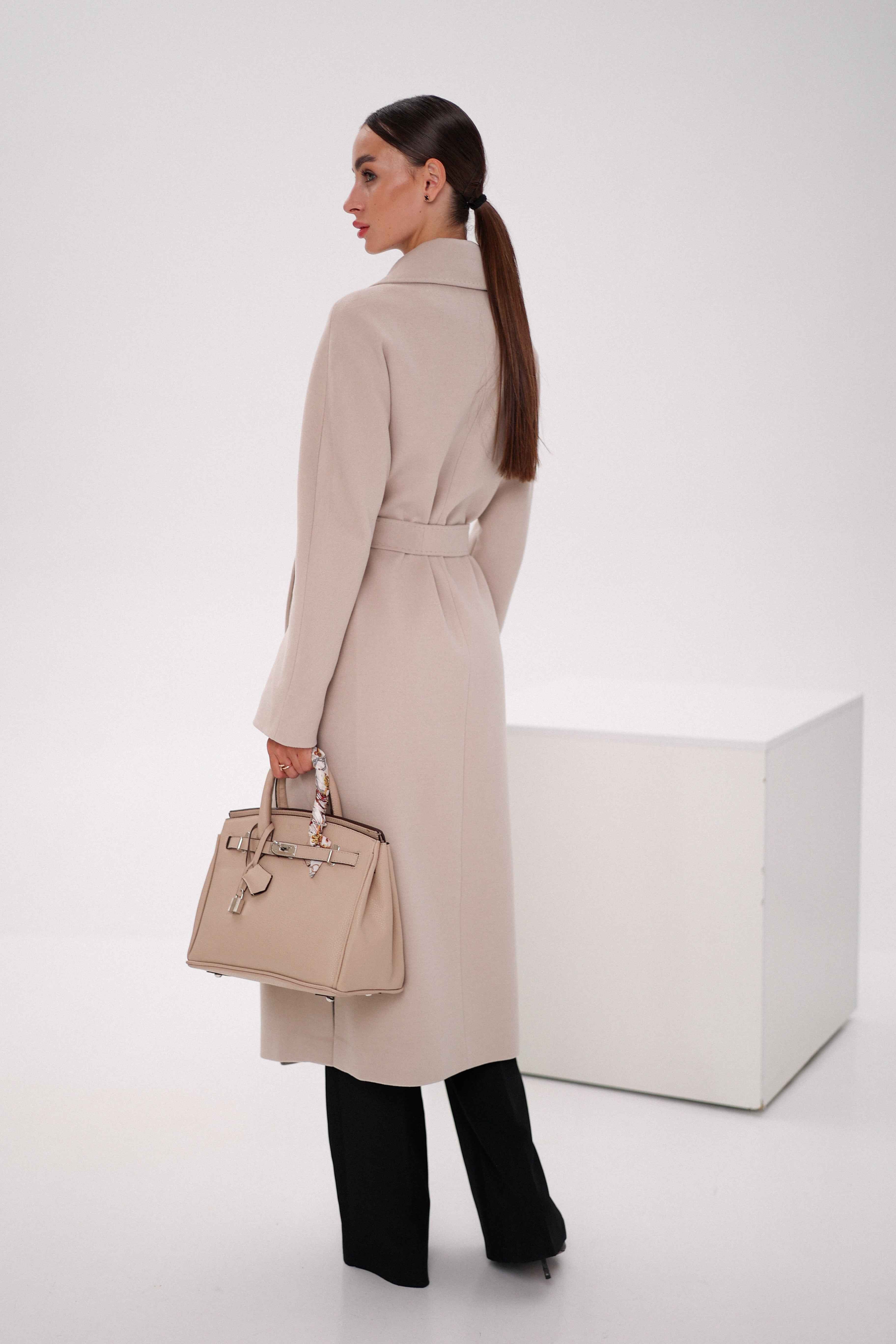 Cambridge Comfort Wraparound Wool Cashmere Coat in Nude
