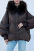 Chantal Genuine Fur Trim Down Fill Coat in Chocolate