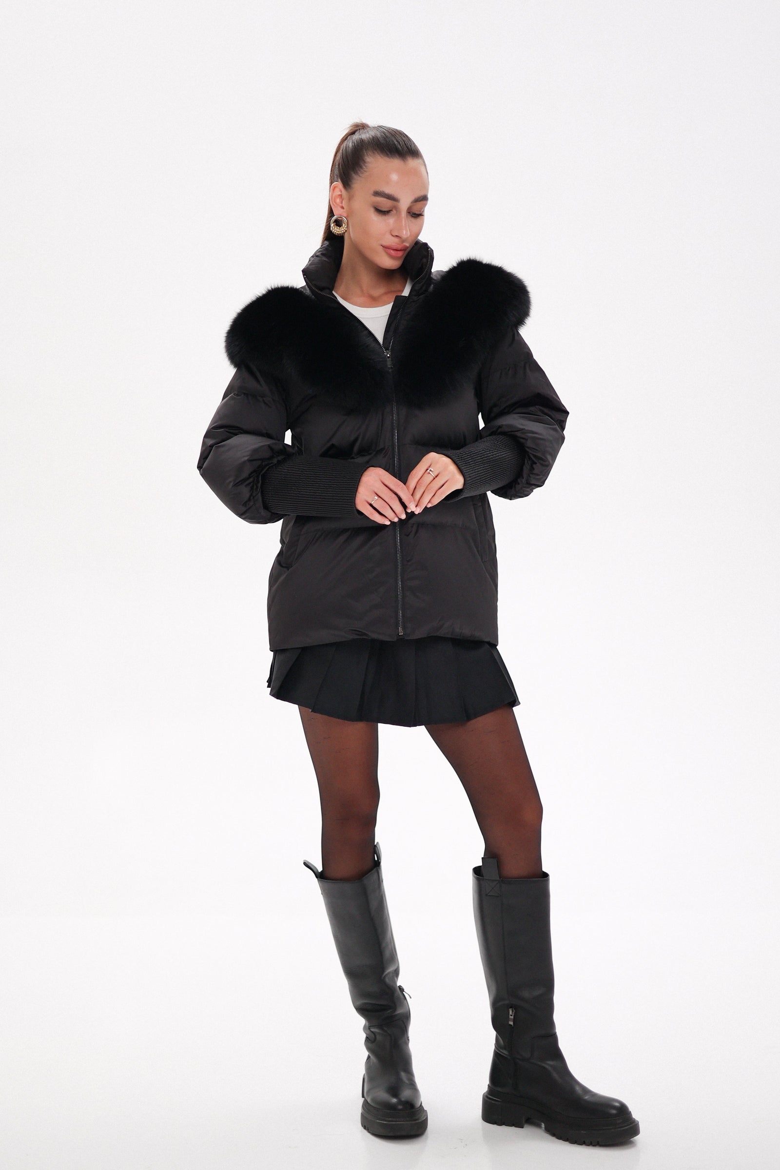 Pre-Order. Re-Stock Ships November 1. Amanda Genuine Fur Trim Down Fill Coat