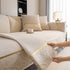 Non-Slip Couch Cover with Gold Trim, Sofa Slipcover for Sectional & Loveseat