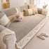 Washable Sofa Throw Pad, Non-Slip Sofa Mat Cozy Couch Slipcover with Soft Furry Trim