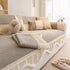 Washable Sofa Throw Pad, Non-Slip Sofa Mat Cozy Couch Slipcover with Soft Furry Trim