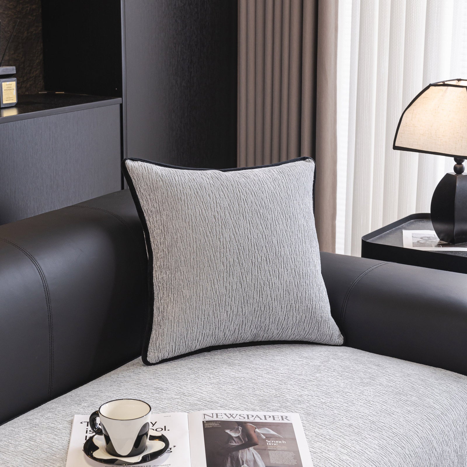 Chenille Couch Cover with Scalloped Edge, Non-Slip Modular Slipcover Sectional