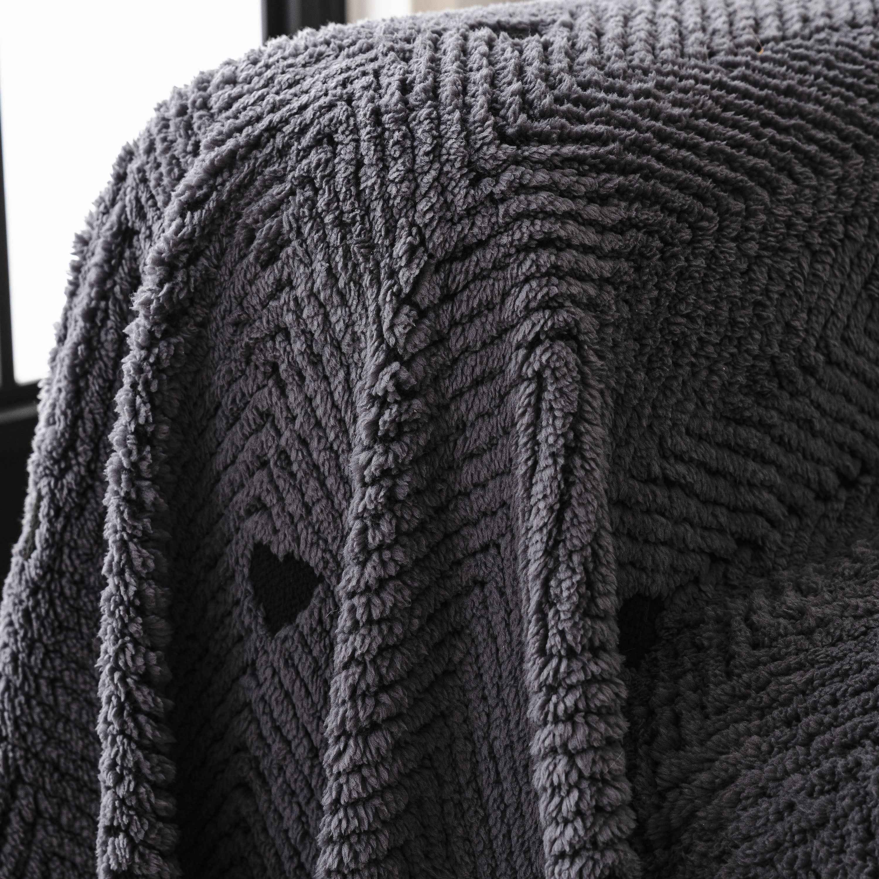 Thick Plush Sofa Cover Throw for Couch, 3D Textured Herringbone Washable Slipcover