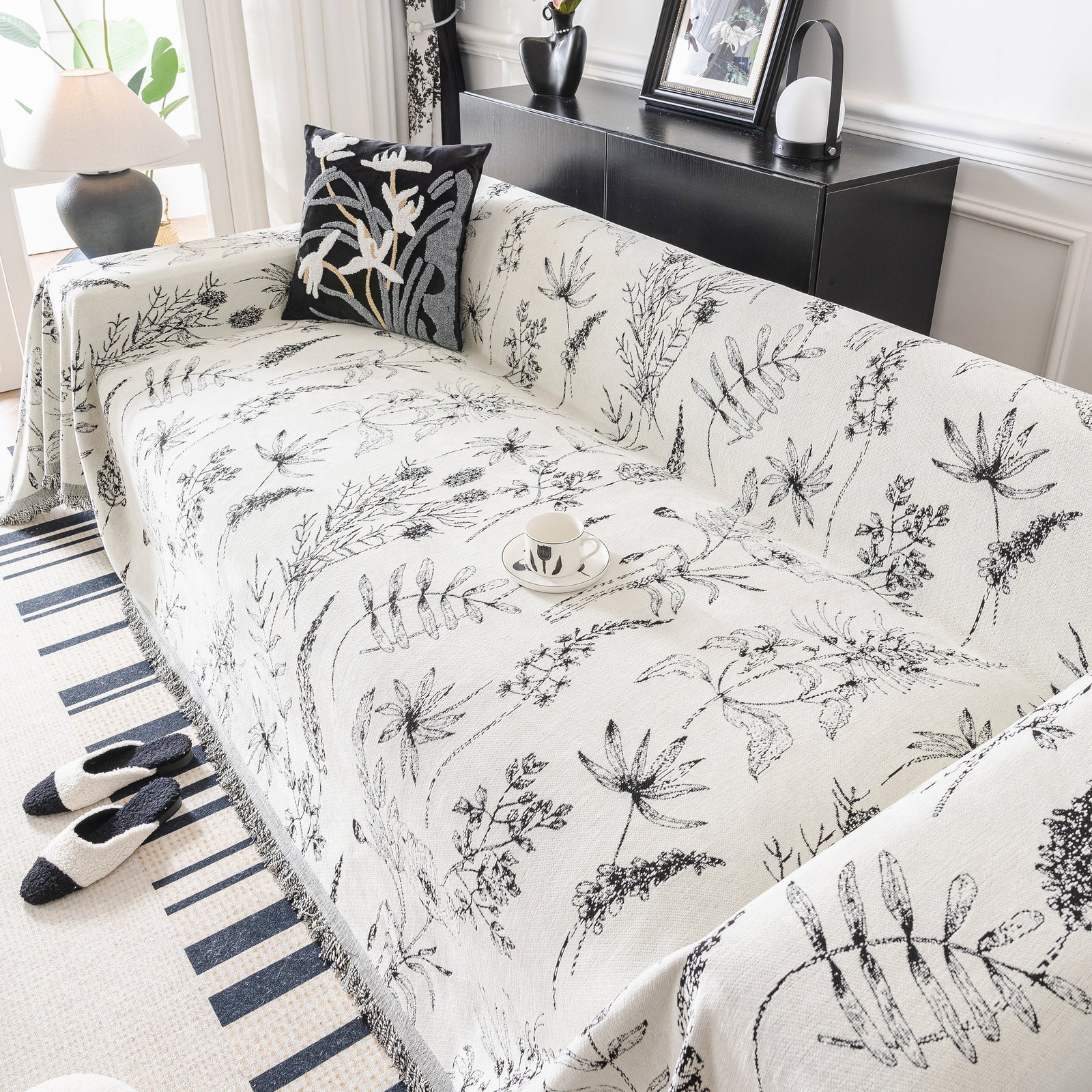 Chenille Giverny Couch Cover, Cozy Blankets for Sofa and Couch, Slip Covers for Couch Sectional
