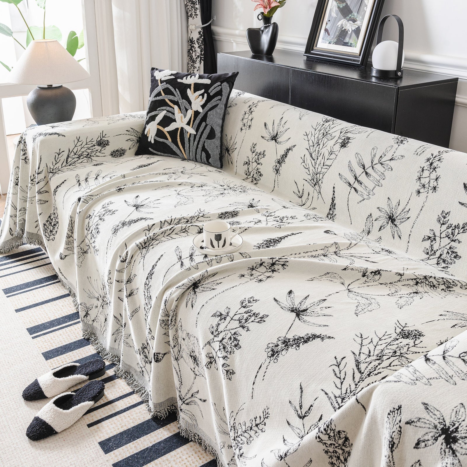 Chenille Giverny Couch Cover, Cozy Blankets for Sofa and Couch, Slip Covers for Couch Sectional