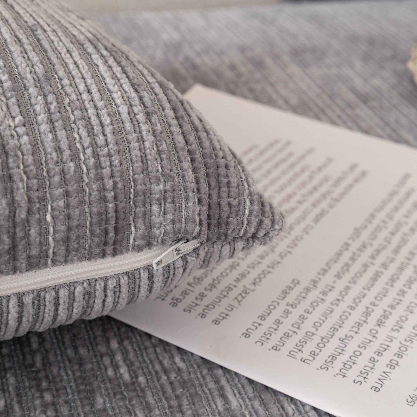 Plush Solid Color Striped L-Shaped Sofa Slipcovers, Washable Non-Slip Textured Furniture Covers