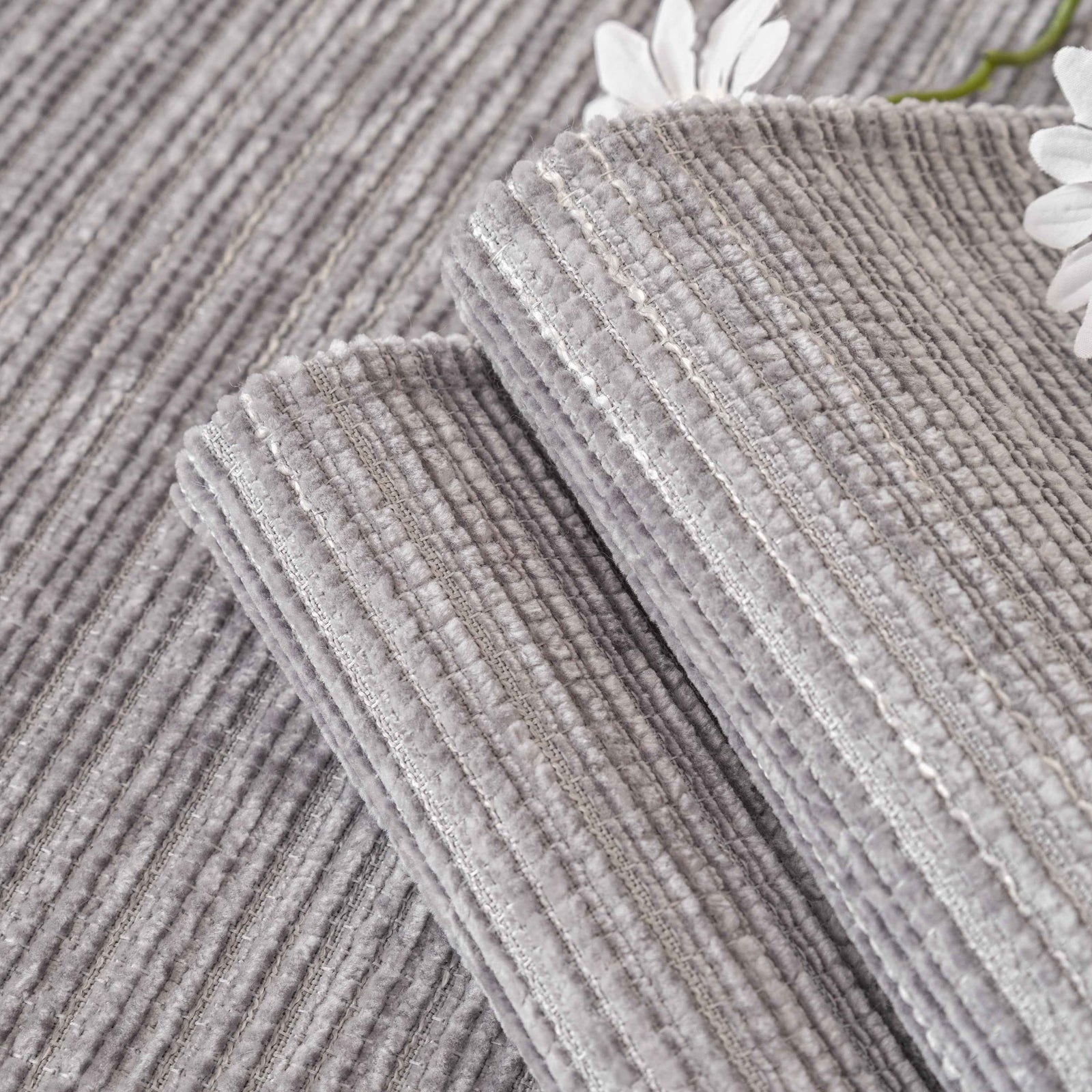 Plush Solid Color Striped L-Shaped Sofa Slipcovers, Washable Non-Slip Textured Furniture Covers