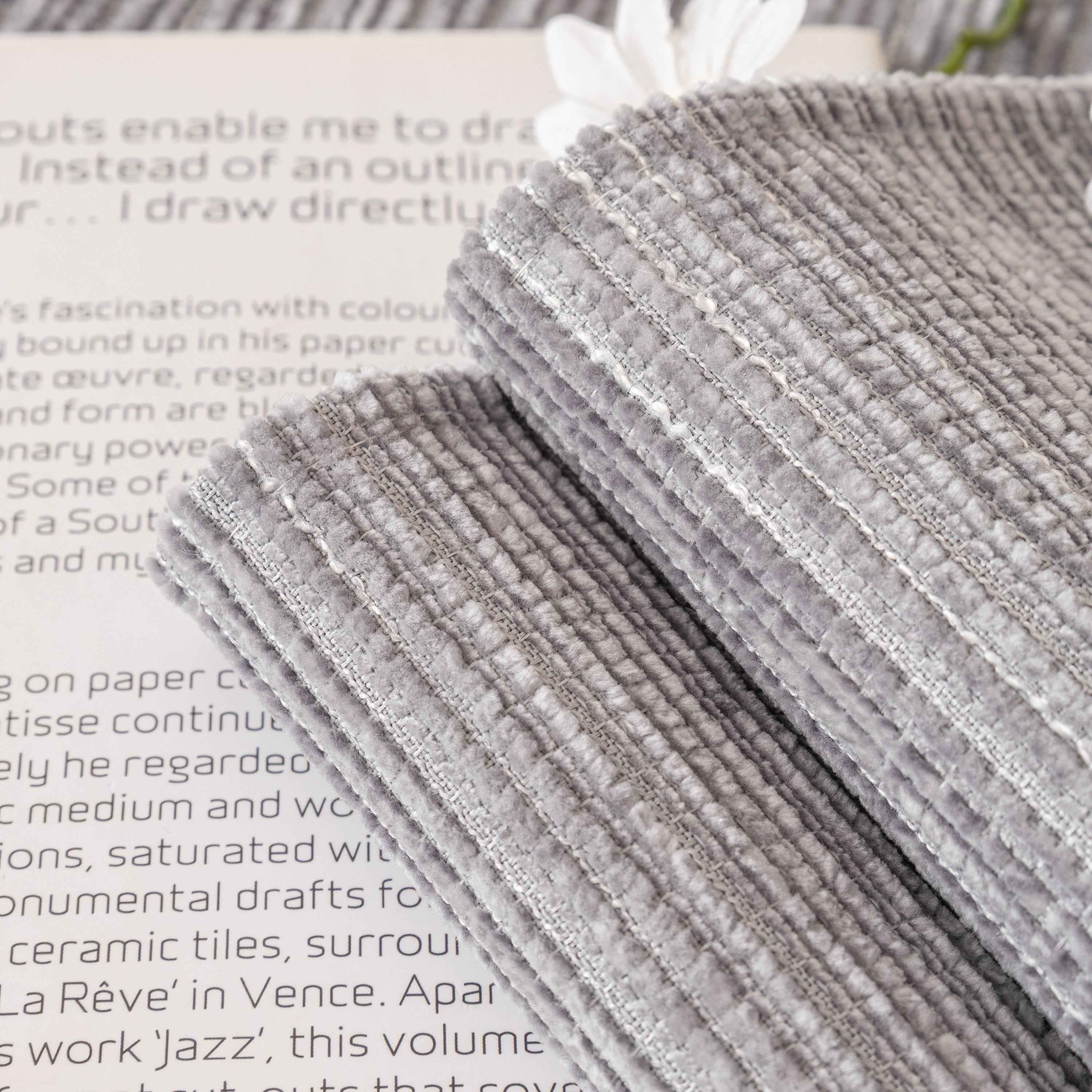 Plush Solid Color Striped L-Shaped Sofa Slipcovers, Washable Non-Slip Textured Furniture Covers