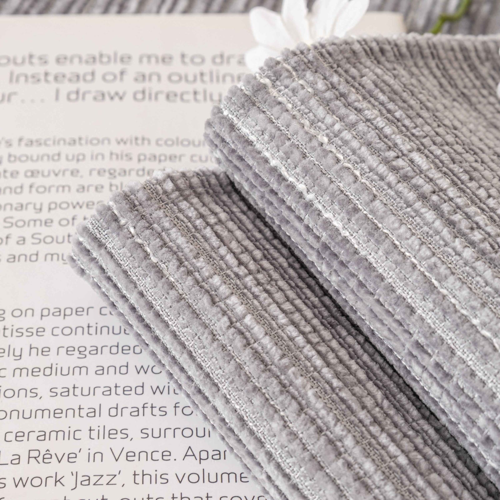 Plush Solid Color Striped L-Shaped Sofa Slipcovers, Washable Non-Slip Textured Furniture Covers