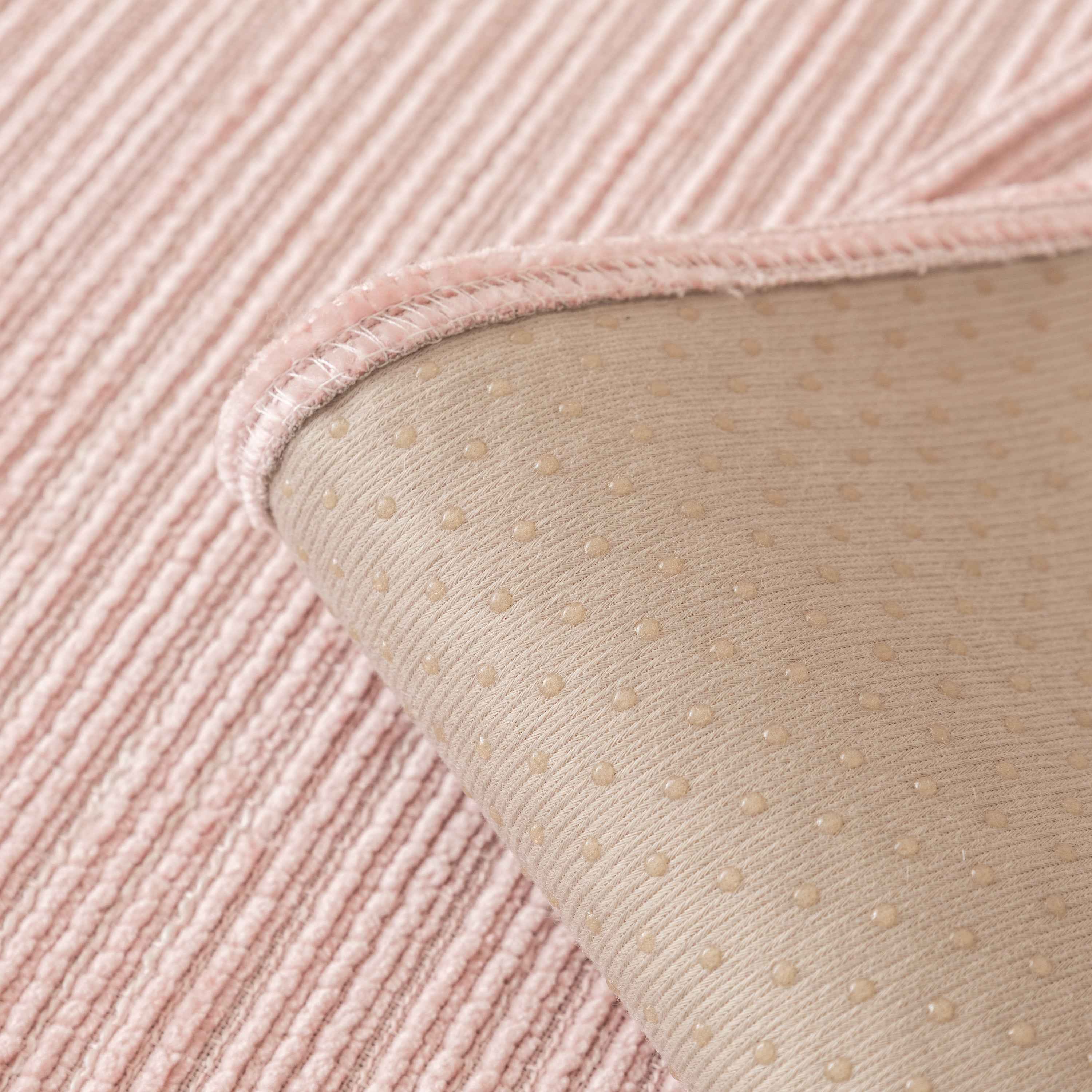 Plush Solid Color Striped L-Shaped Sofa Slipcovers, Washable Non-Slip Textured Furniture Covers