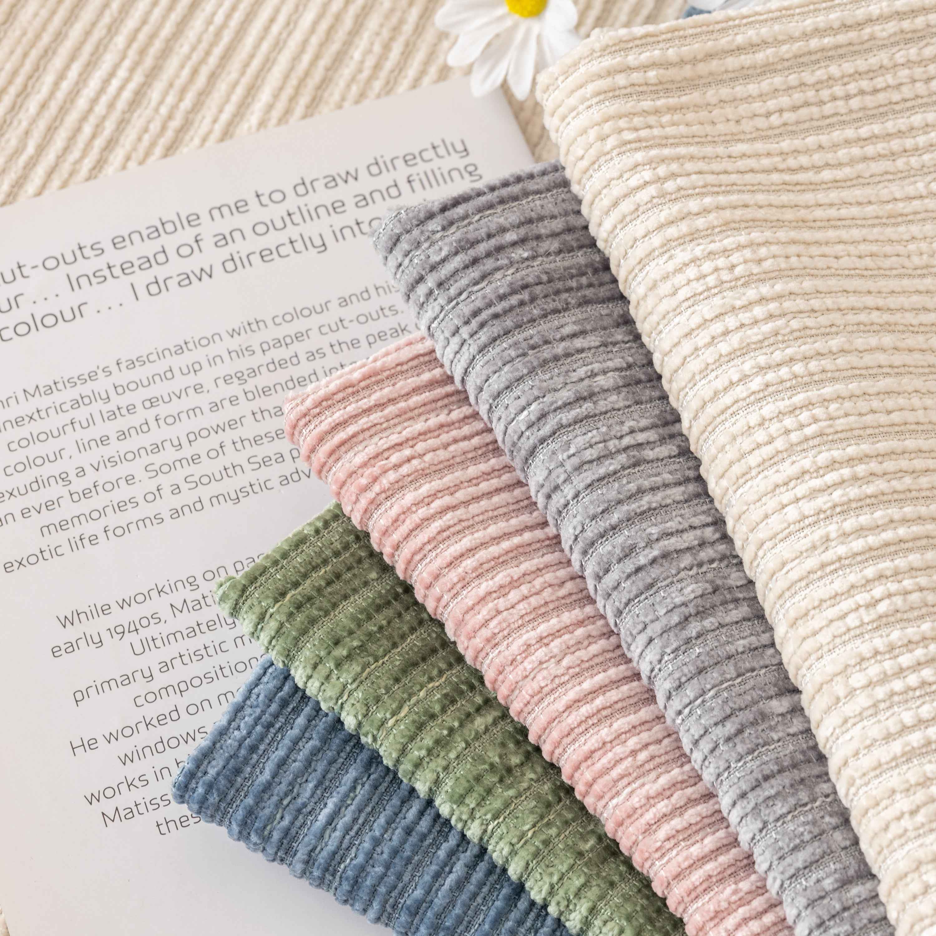 Plush Solid Color Striped L-Shaped Sofa Slipcovers, Washable Non-Slip Textured Furniture Covers