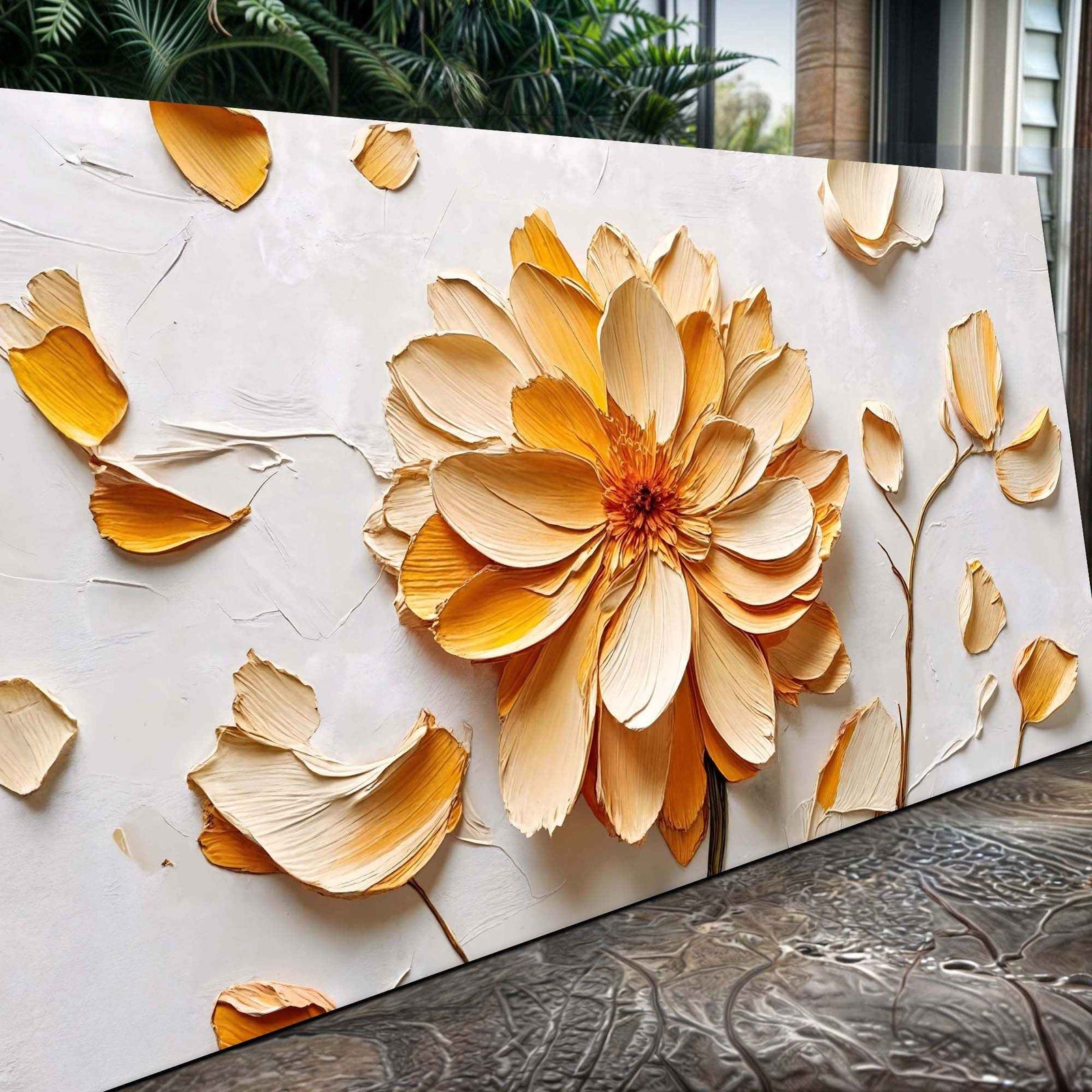 Golden Dandelion Minimalist Abstract Wall Art III