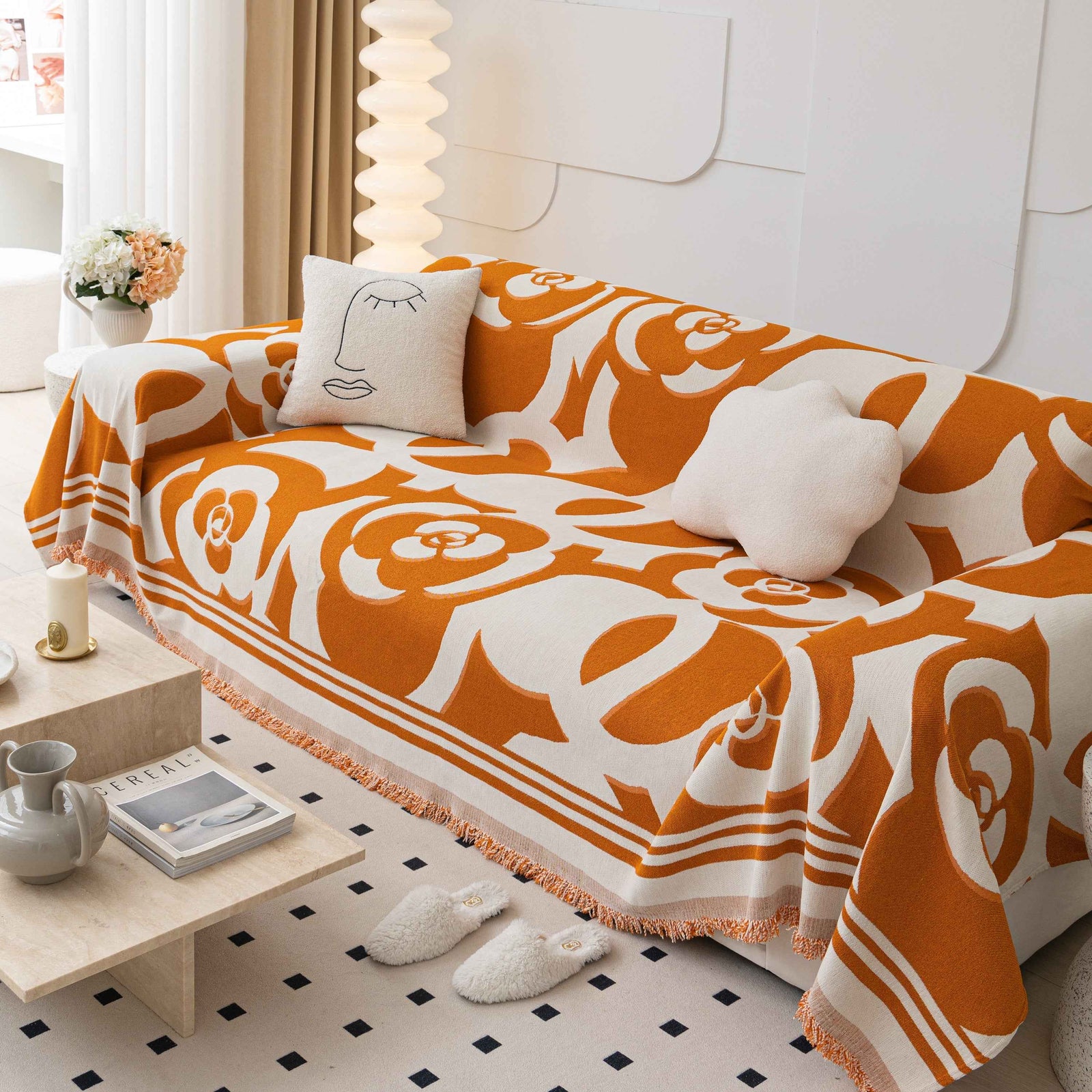 Chenille Sofa Cover Blanket, Couch Cover Blanket Throws for Couches Living Room Furniture Throw Covers
