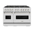 ZLINE 48" Dual Fuel Range, Gas Cooktop, Electric Convection Oven DuraSnow® Stainless Steel, Brass Burners CDRS-BR-48