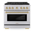 ZLINE 36"Paramount Dual Fuel Range Stainless Steel Champagne Bronze SDRZ-36-CB