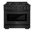 ZLINE 36" Select Dual Fuel Range Gas Cooktop Electric Convection Oven Black Stainless Steel Brass Burners HDRB-BR-36