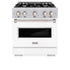 ZLINE 30" Dual Fuel Range, Gas Cooktop, Electric Convection Oven Stainless Steel, White Matte Door CDR-WM-30