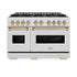 ZLINE 48" Classic Gas Range, Convection Gas Oven DuraSnow® Stainless Steel, Champagne Bronze CGRSZ-48-CB