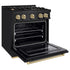 ZLINE 30" Classic Gas Range, Convection Gas Oven Black Stainless Steel, Champagne Bronze CGRBZ-30-CB