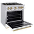 ZLINE 30" Dual Fuel Range, Gas Cooktop, Electric Convection Oven Stainless Steel, White Matte Polished Gold CDRZ-WM-30-G