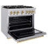 ZLINE 36" Dual Fuel Range, Gas Cooktop, Electric Convection Oven Stainless Steel, Champagne Bronze CDRZ-36-CB