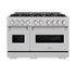 ZLINE 48" Dual Fuel Range, Gas Cooktop, Electric Convection Oven DuraSnow® Stainless Steel, CDRS-48