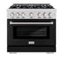 ZLINE 36" Select Dual Fuel Range Gas Cooktop Electric Convection Oven Stainless Steel Black Matte Door HDR-BLM-36