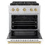 ZLINE 30"Paramount Dual Fuel Range White Matte Champagne Bronze SDRZ-WM-30-CB